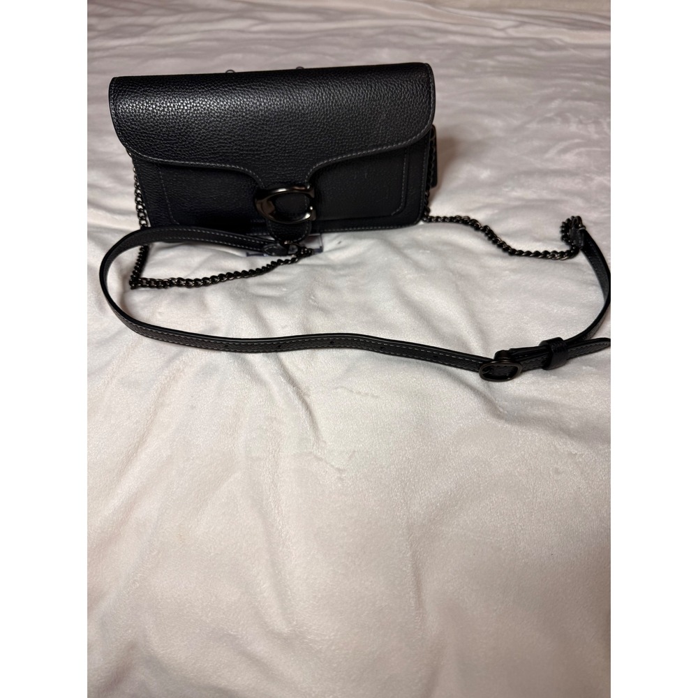 Coach Tabby Messenger 19 Black Pebbled Leather Crossbody Bag C8772